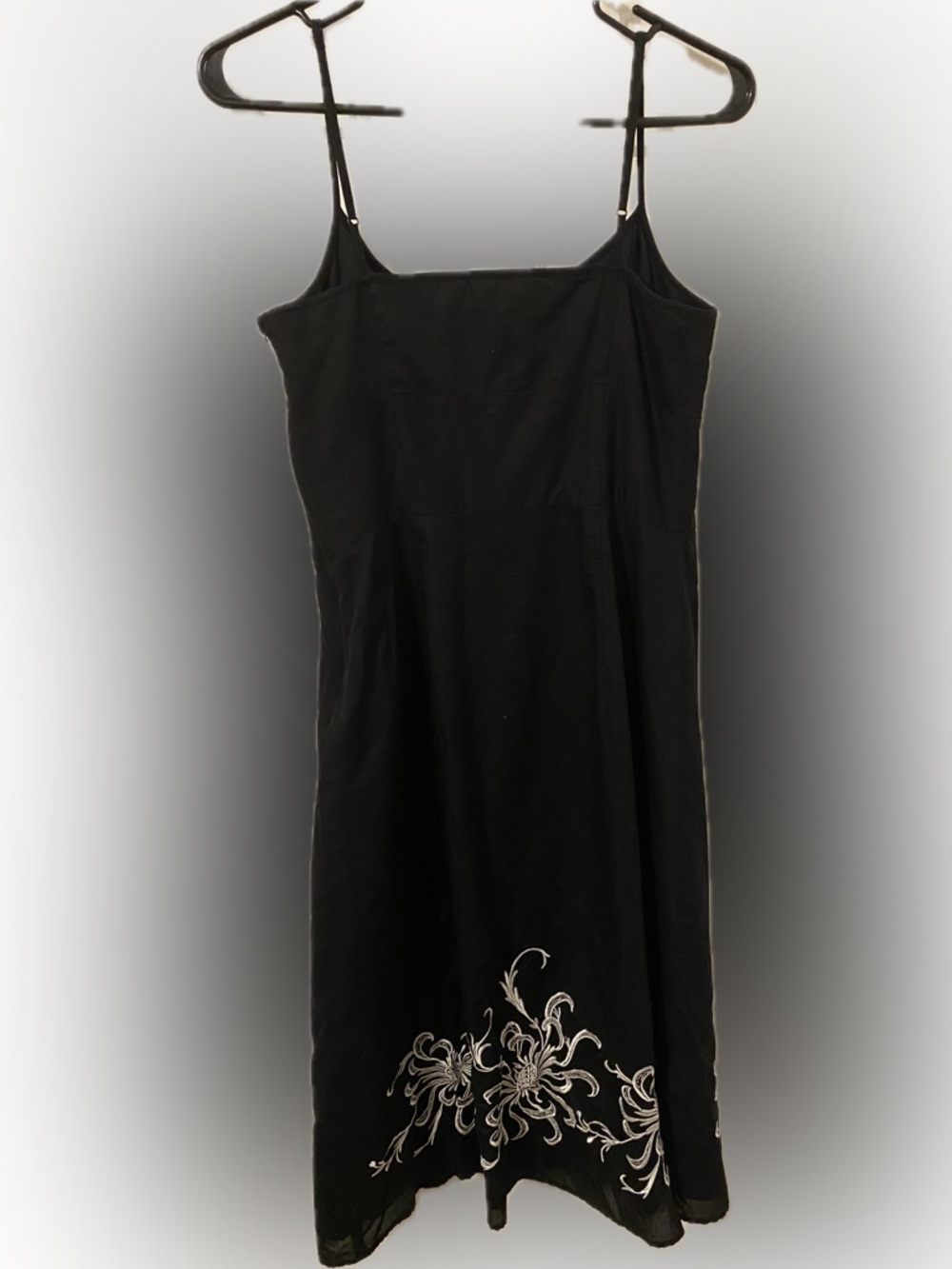 Embroidered Little Black Midi Dress with White Floral Detailing!!!
